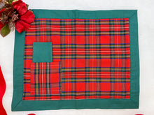 Load image into Gallery viewer, Red Tartan placemat with green piping
