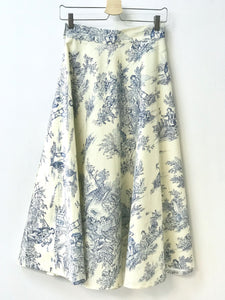 Toile de Jouy light blue tailored skirt -PREORDER