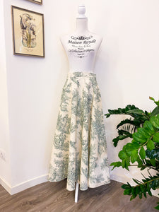 Tailored skirt - Toile de Jouy green - PREORDER