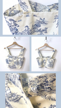 Load image into Gallery viewer, Crop Top Toile de Jouy light blue