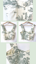 Load image into Gallery viewer, Crop Top Toile de Jouy green